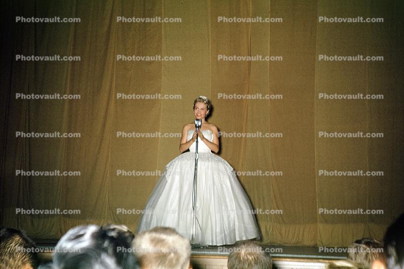 Talent Contest, Singing, Pageant, Poofy Dress, Microphone, 1940s