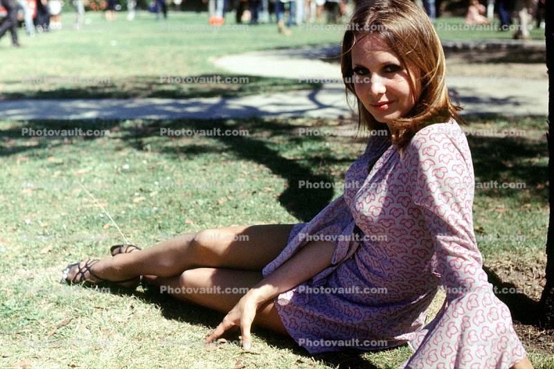 Lady sitting on the lawn, 1960s