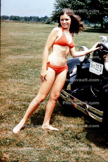 1960s, Red Bikini Girl, Windy, Windblown