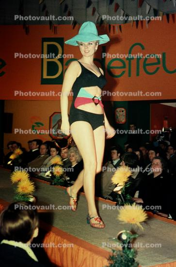 Swimsuit Pageant, Mod Swimsuit, Hat, Swimwear, 1960s