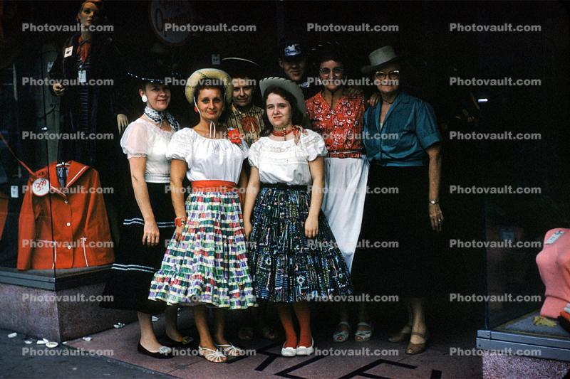 Retro, Cowgirls, Dress, Hats, Female, 1950s