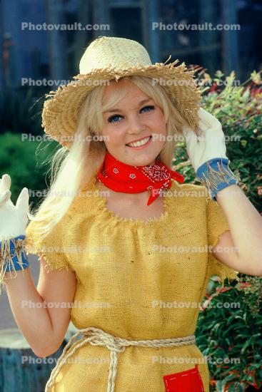 Lady, Cowgirl, Burlap Dress, Skirt, Hat, Blonde, 1960s