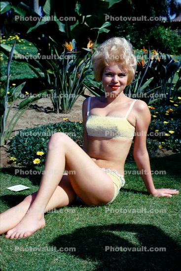 Lady, Bikini, Swimsuit, Beehive Hairdo, Blonde, 1960s