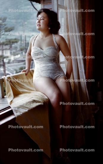 Asian Lady in a Bodysuit, Swimwear, 1950s