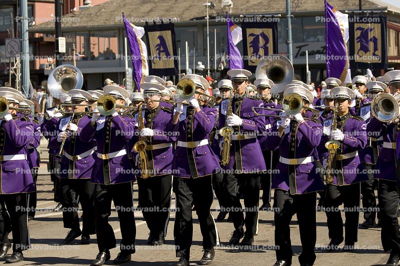 Purple Marching Band, Brass Instruments, Music