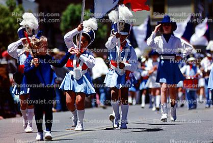 Baton Twirler, Point Reyes Station, July 4th Parade, Marin County, Majorette, 1970s