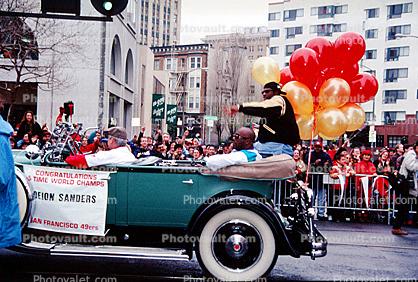 Deon Sanders, 49'r superbowl victory parade, Market Street, Car, automobile