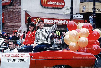 Brent Jones, 49'r superbowl victory parade, Market Street, Car, automobile