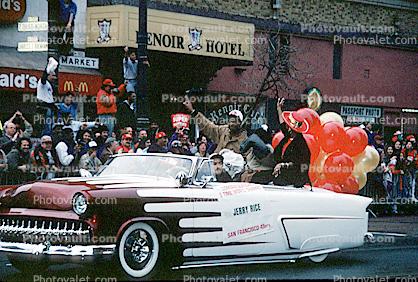 Jerry Rice, 49'r superbowl victory parade, Market Street, Car, automobile
