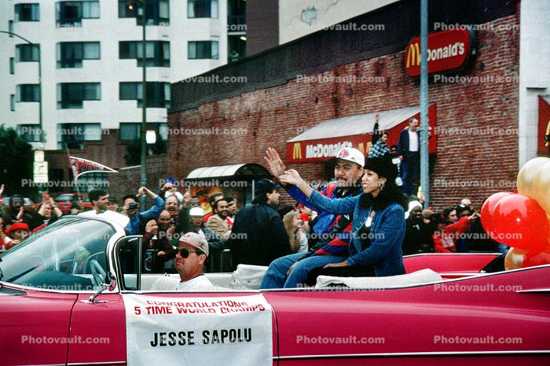 Jesse Sapolu, Cadillac, 49'r superbowl victory parade, Market Street, Car, automobile