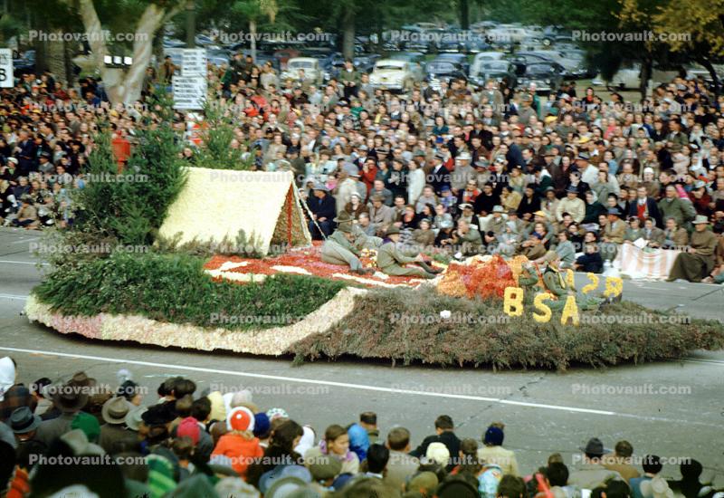 BSA, Boy Scouts of America, Tent, Camping, Rose Parade, 1950, 1950s
