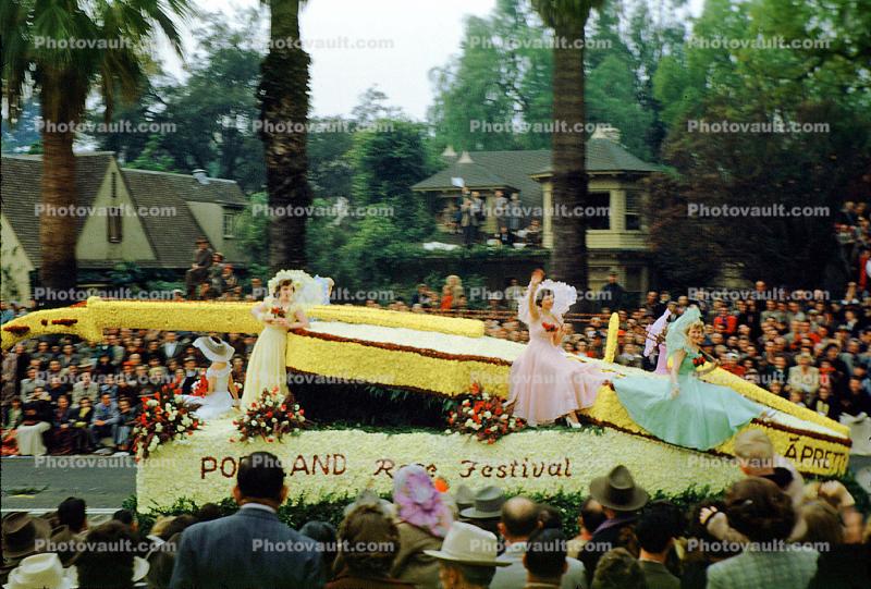 Portland Rose Festival, Women, Parasol, Rose Parade, 1950, 1950s