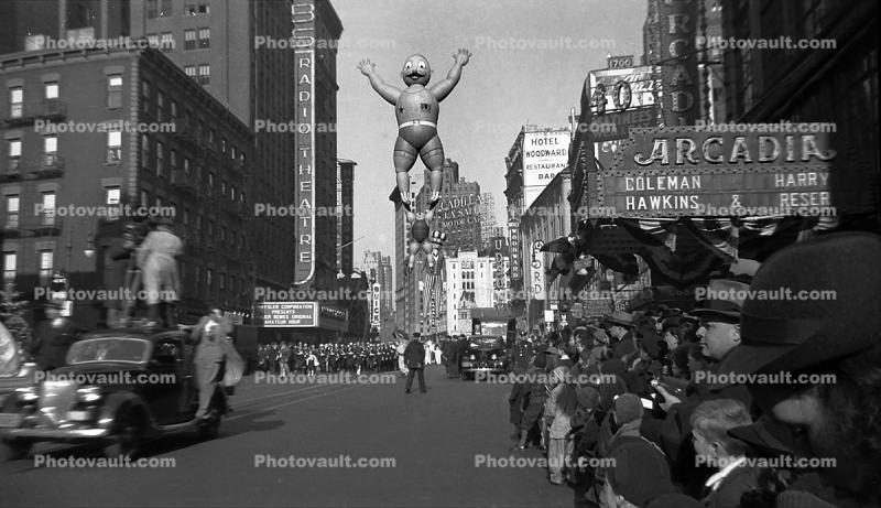 Two Acrobats, Uncle Sam, CBS Radio Theatre, Movie Film Car, Crowds, November 1938, 1930's