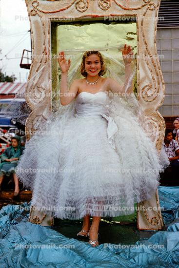 Woman, Float, Lady, Formal Dress, 1950s