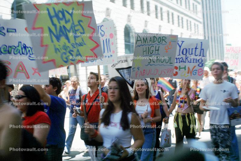 Teenagers from Bay Area High Schools Marching
