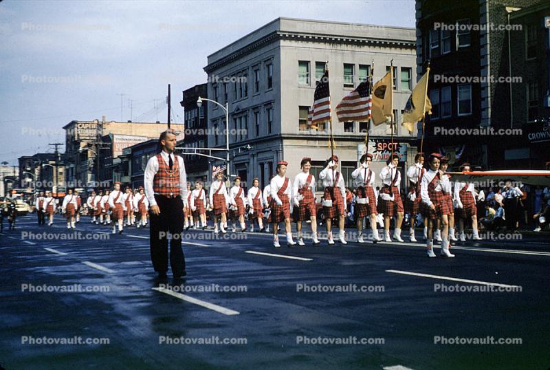 Color Guard, Marching Band, Fireman's Parade, 1950s