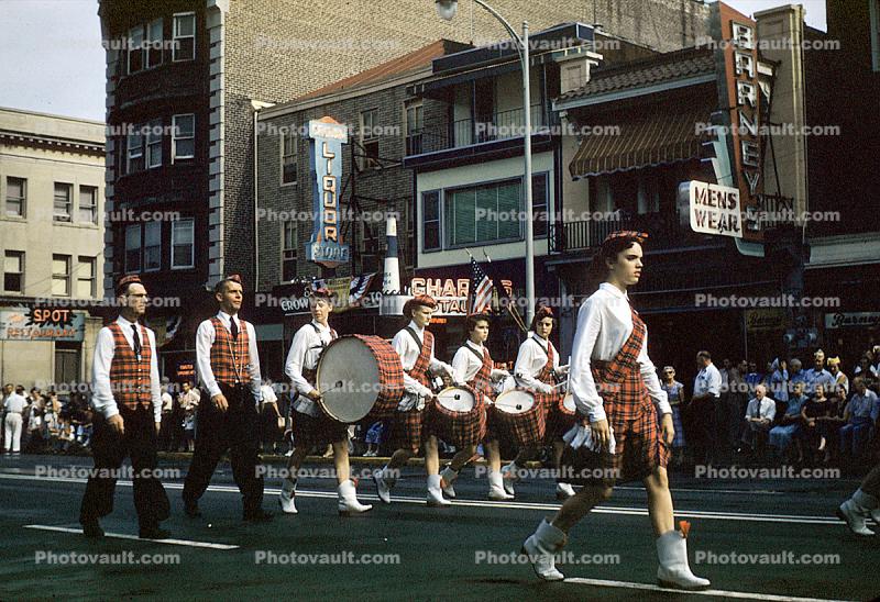 Marching Band, Drums, Fireman's Parade, 1950s