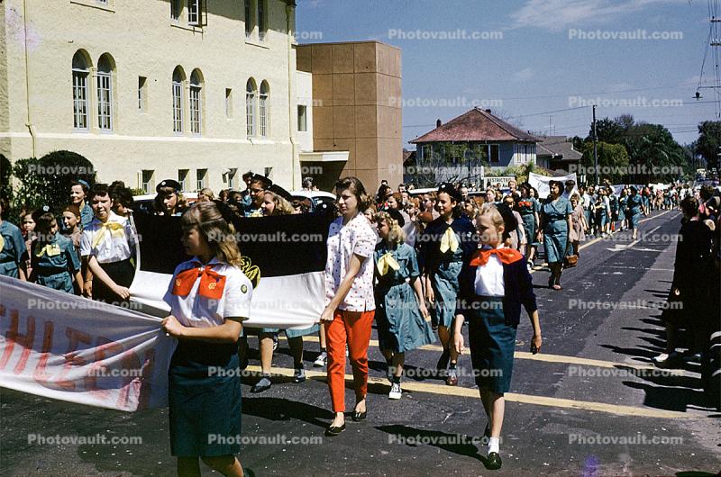 Girl Scouts, Strawberry Festival, Lakeland Parade, 1950s