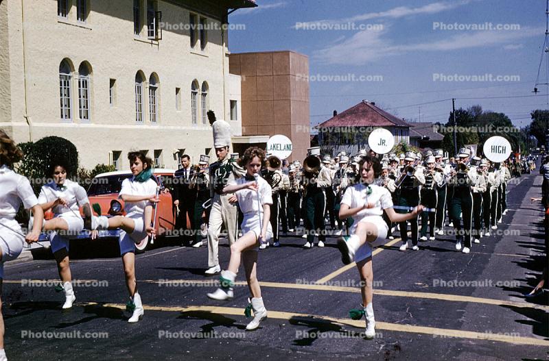 Majorette, Baton Twirler, Lakeland Junior High Marching Band, Lakeland Parade, 1950s