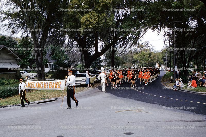 Lakeland High School Band, marching, Lakeland Parade, 1950s