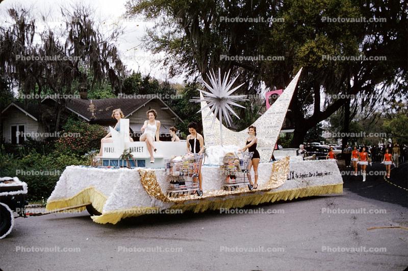 Bathingsuit Women with Shopping Carts, Lakeland Parade, 1950s