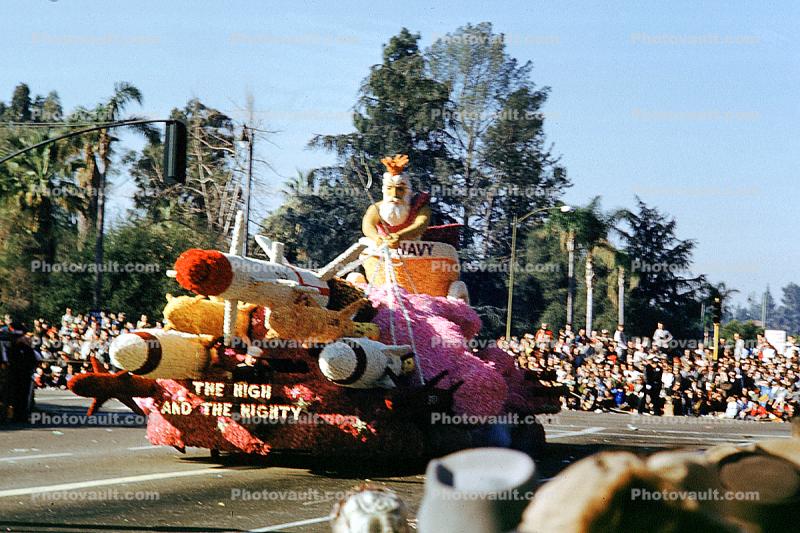 Chariot, USN, Navy, The High and the Mighty, Neptune, Missiles, Rose Parade, Quadriga, Pasadena, January 1961, 1960s