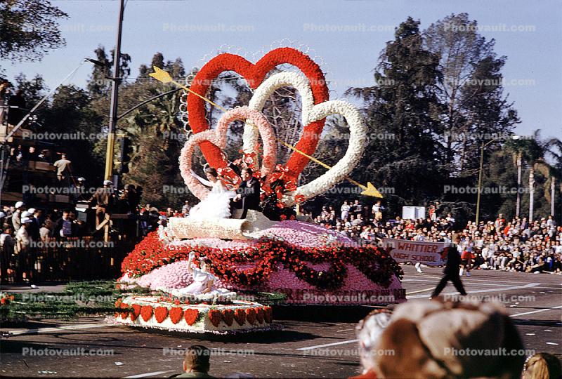 Florists Telegraph Delivery, Cupid, Arrows, Hearts, Rose Parade, Pasadena, January 1961, 1960s