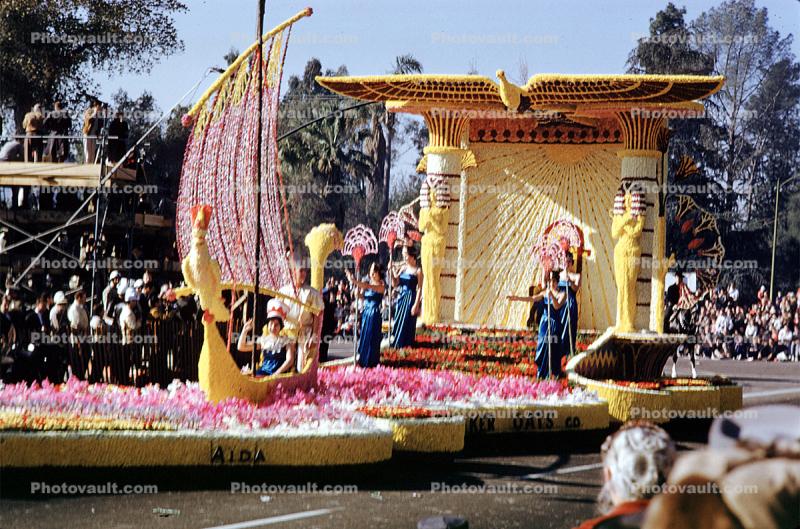 Aida, Egypt and the Nile, Boat, Thunderbird, Rose Parade, Pasadena, January 1961, 1960s