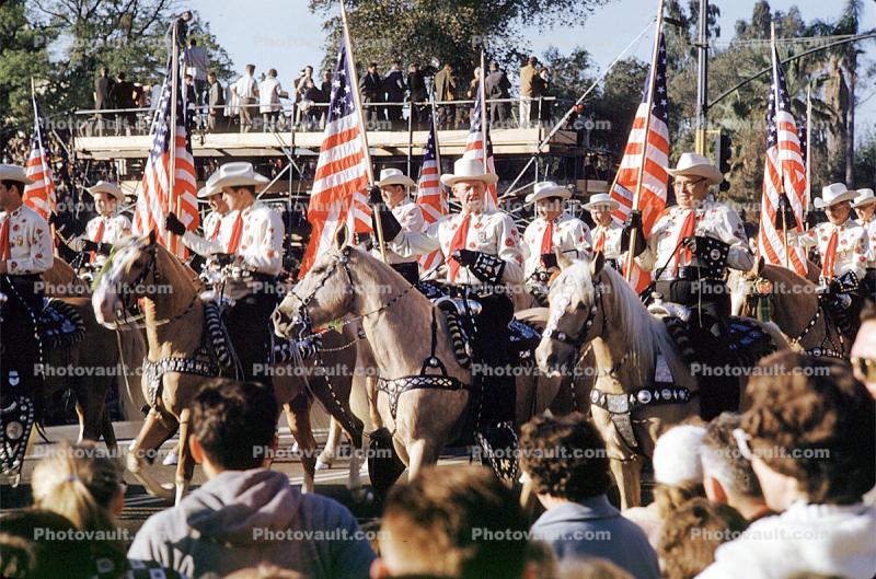 Cowboys, Flags, Rose Parade, January 1961, 1960s