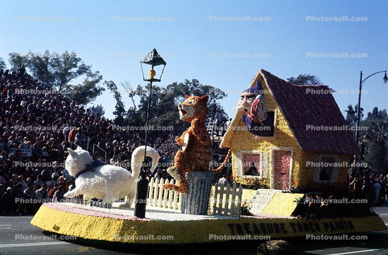 Tony the Tiger strumming a Banjo, Cat, Home, House, Picket Fence, Treasure Tones Paints, Rose Parade, 1960s
