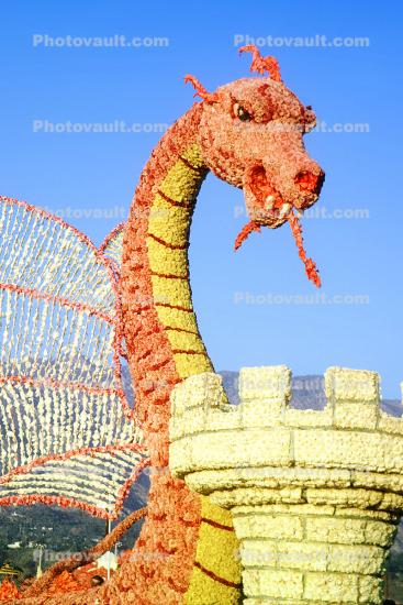 Dragon, Turret, Castle, Wings, Rose Parade, Green Eyed Dragon, 1960s