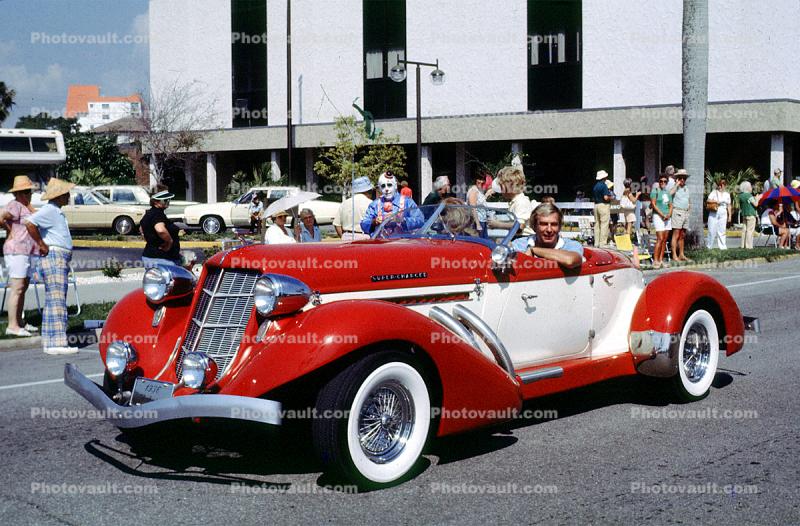 Duesenberg, Supercharged, automobile, Whitewall Tires, Cabriolet, Convertible Car, 1982, 1980s