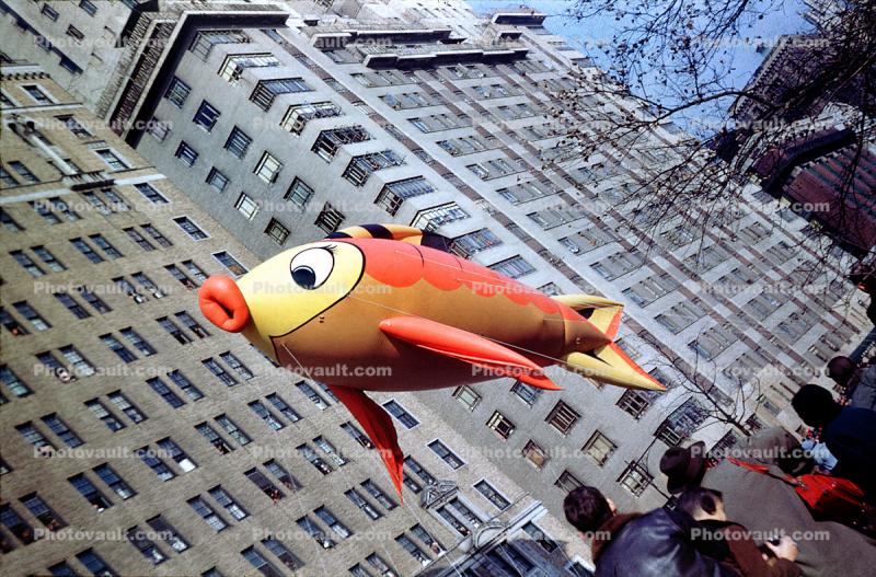 Floating Fish, Helium Balloon, Macy's Thanksgiving Day Parade, autumn, 1951, 1950s