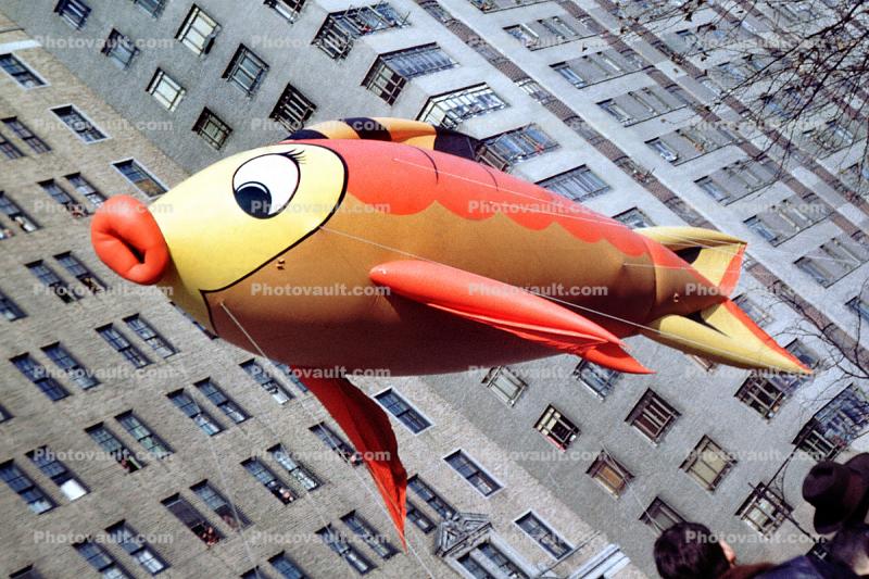 Floating Fish, Helium Balloon, Macy's Thanksgiving Day Parade, Manhattan, autumn, 1951, 1950s