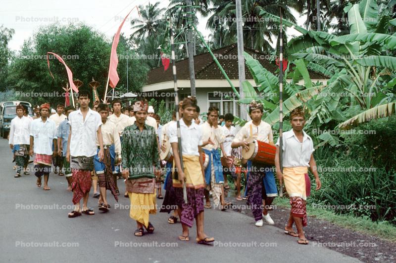 Men in a festival parade, 1988, 1980s