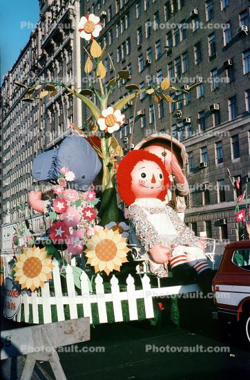 Raggedy Ann, Flower Garden, Picket Fence, Manhattan, 1950s