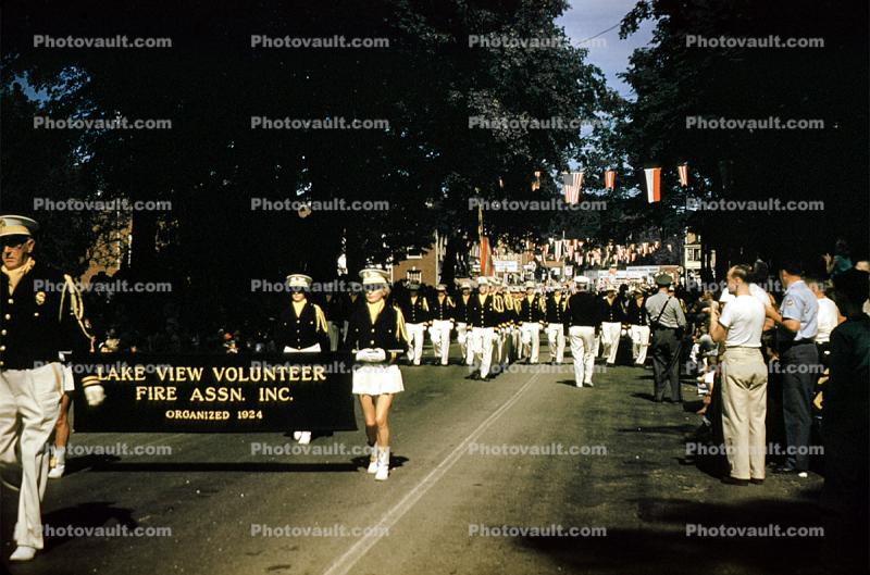 Marching Band, Lake View Volunteer Fire Assn. Inc., 1950s, Erie County