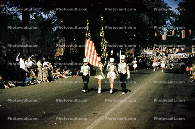 Color Guard, Marching Band, Erie County, 1950s