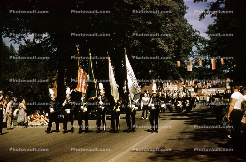 Color Guard, Marching Band, Erie County, 1950s