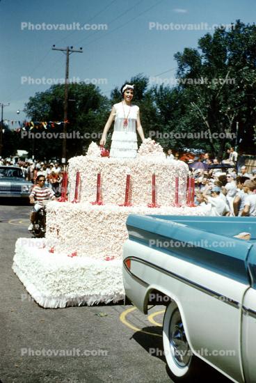 Cake, Girl in a Cake, Birthday Candles, August 1962, 1960s