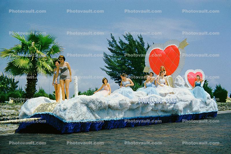 Pinellas Park, Hearts, Women, Bathing suits, dress, Festival of States, Saint Petersburg, Florida, 1950s