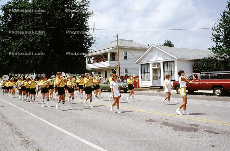 Marching Band, Sulfer Springs Sesquicentennial Parade, Tiro-Auburn, Ohio, July 1983, 1980s
