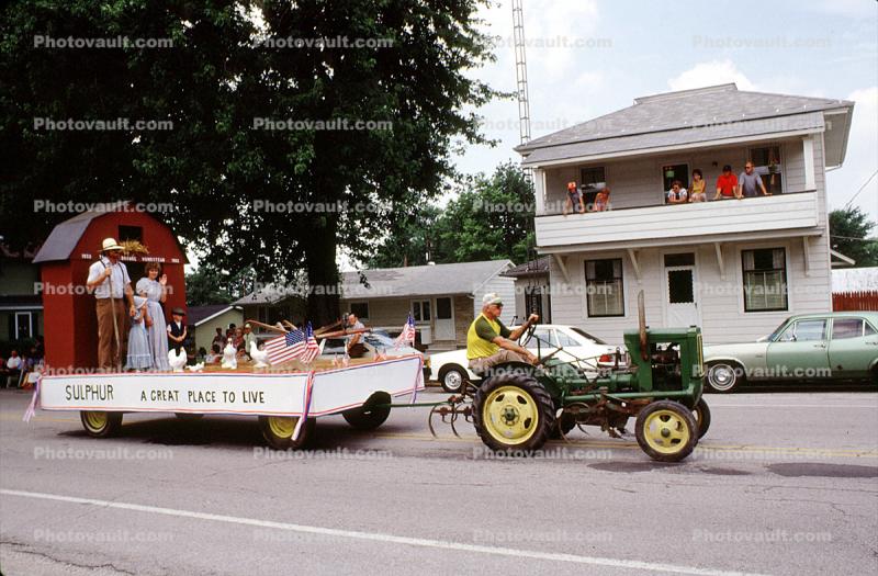 Farm Scene, barn, American Gothic, Sulfer Springs Sesquicentennial Parade, Tiro-Auburn, Ohio, July 1983, 1980s