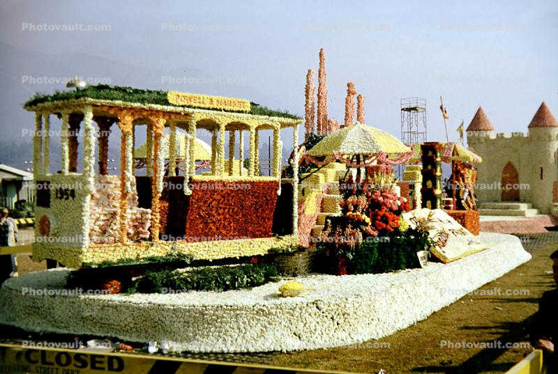 Cable Car Float, Rose Parade, 1954, 1950s