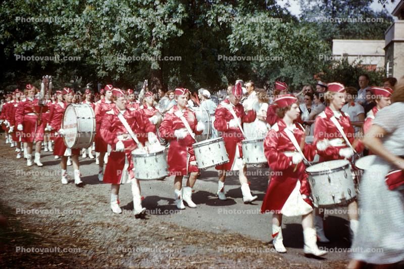 Marching Band, drums, girls, costumes, Malcolm R Giles Memorial High School