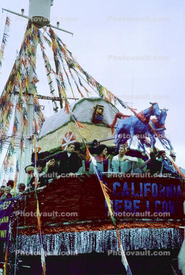 Conestoga Wagon, blue oxen, Fishermen's Fiesta, San Pedro, 1964, 1960s