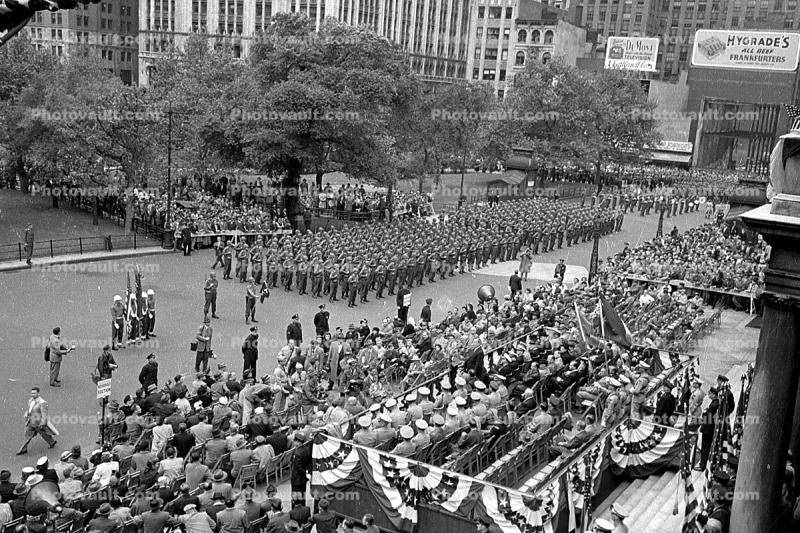 General Douglas A MacArthur, Parade, New York City, Soldiers Marching, April 20, 1951, 1950s