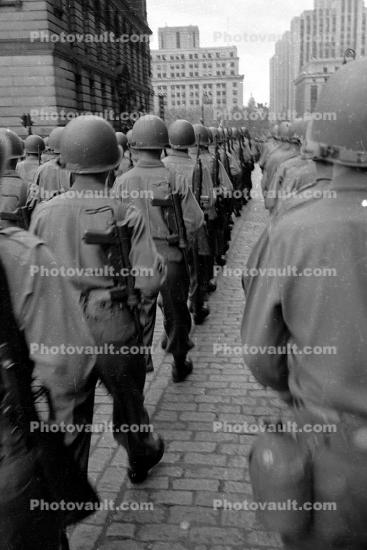 Soldiers Marching, General Douglas A MacArthur, Parade, New York City, April 20, 1951, 1950s