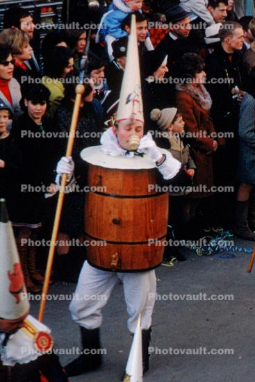 barrels, dunce cap, Fasnet, Parade, Carnival, Schramberg, Baden-Wurttemberg, Germany, Black Forest, People, Crowds, crowded, spectators