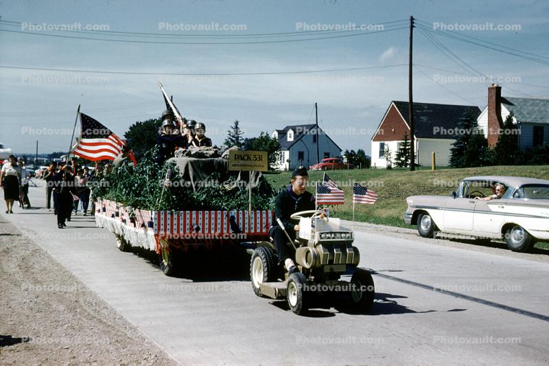 Cub Scout Pack 531, Franklin 4th of July Parade, car, automobile, vehicle, Summertime, 1962, 1960s
